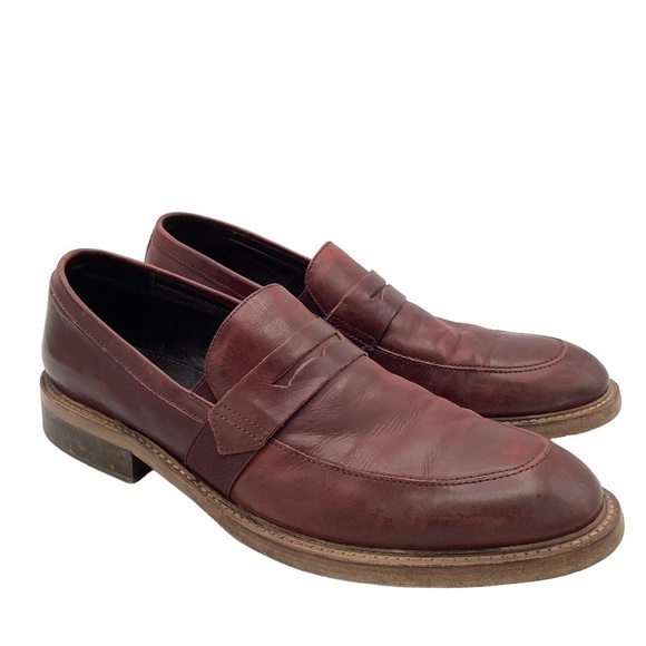 Donald J. Pliner Zan-D9 Mens Oxblood Leather Penny Loafers Dress Shoes Size 11.5 - Picture 1 of 15